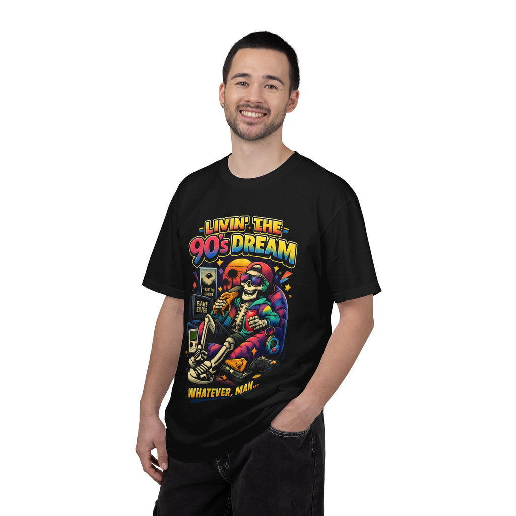 Livin’ the 90s Dream Skeleton T-Shirt – Retro Gamer Nostalgia Graphic Tee | Comfort Colors 1717